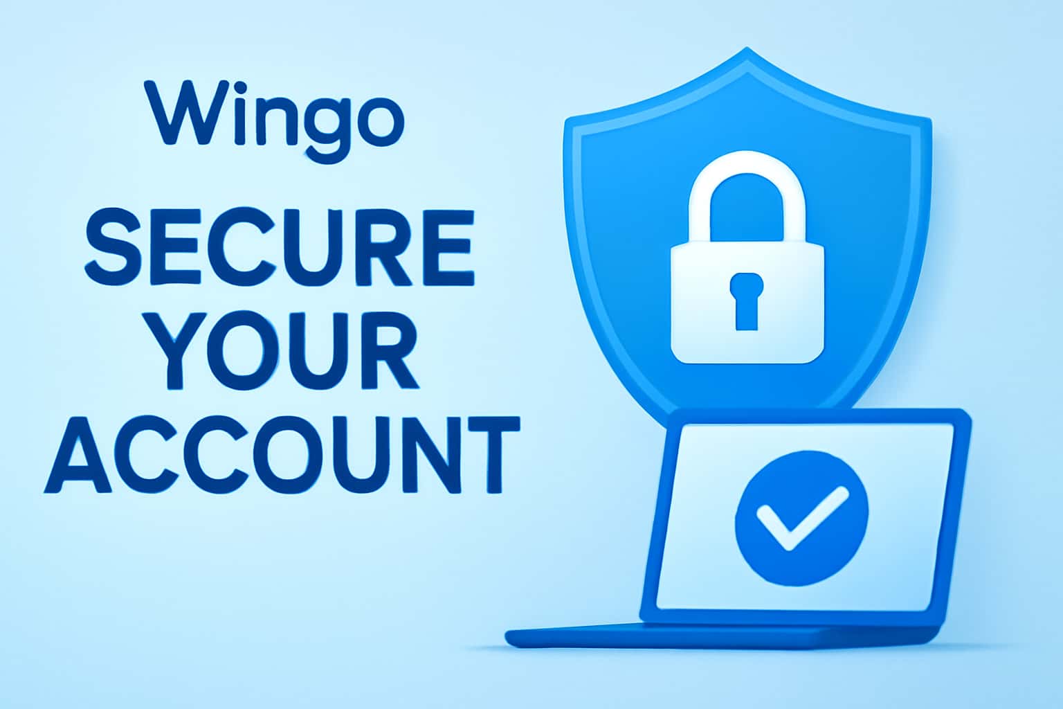 An informational graphic illustrating account security methods for Wingo with a futuristic design.