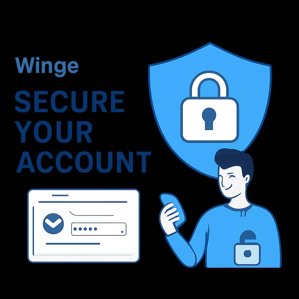 An educational illustration depicting steps to secure a Wingo account.