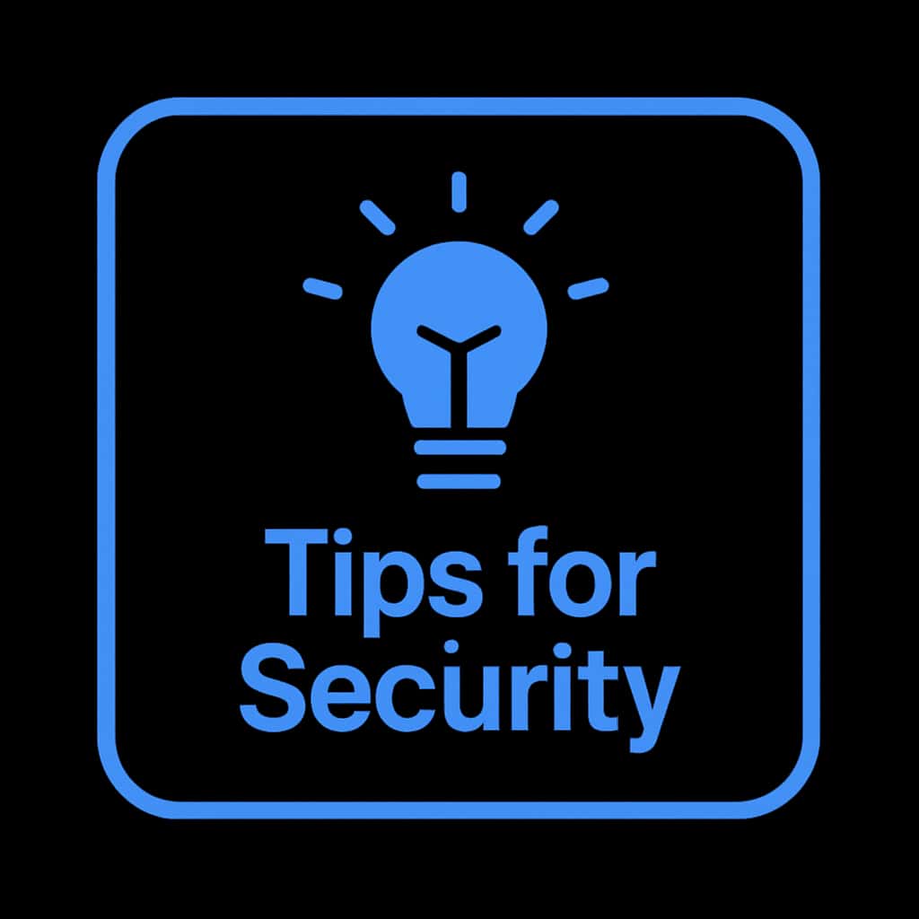 A badge illustrating Wingo Security tips in a professional style.