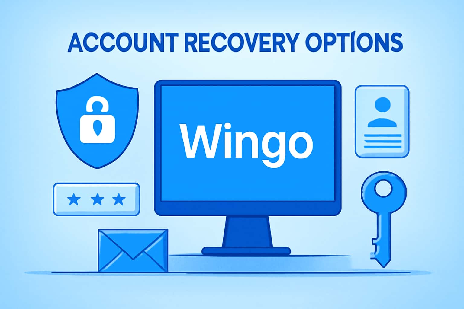 Visual representation of Wingo Account Recovery Options, featuring the text 'Wingo' in a high-tech design.