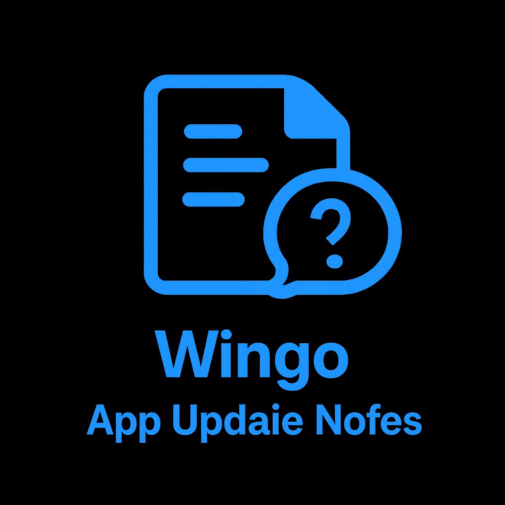 A square badge design for Wingo App Update Notes.