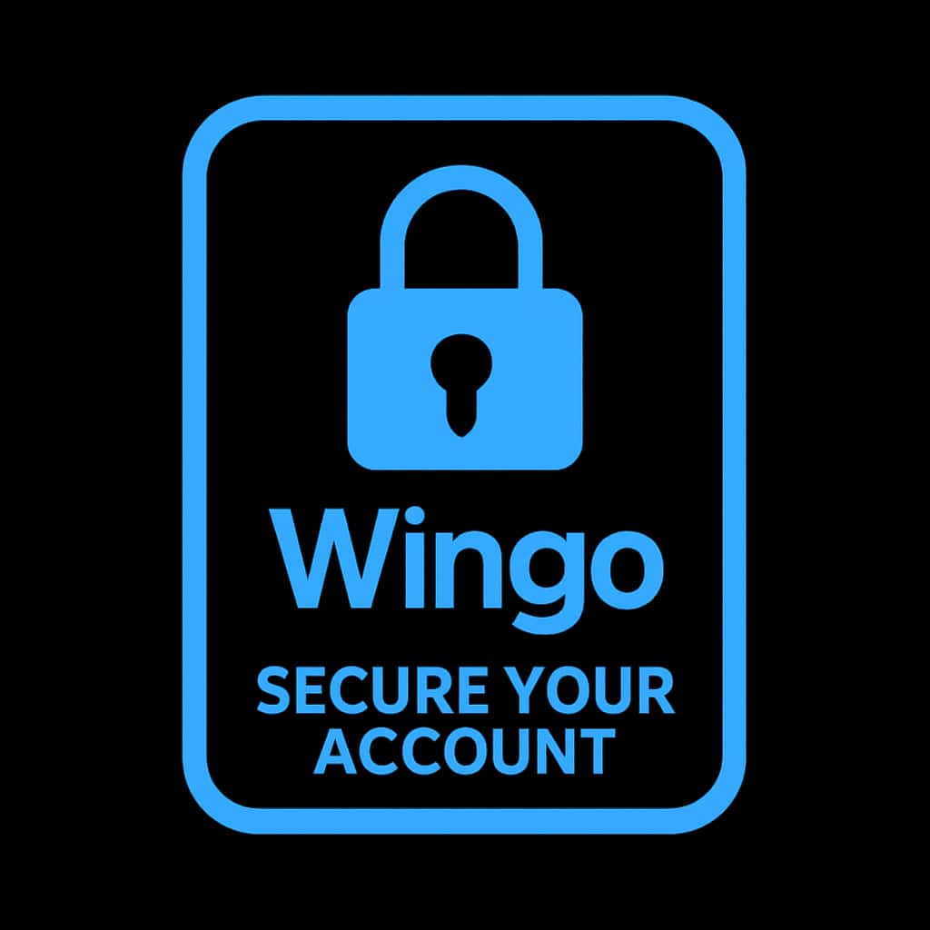 A simple badge design for Wingo account security guidance.